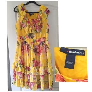 Yellow Floral Dress, 18w